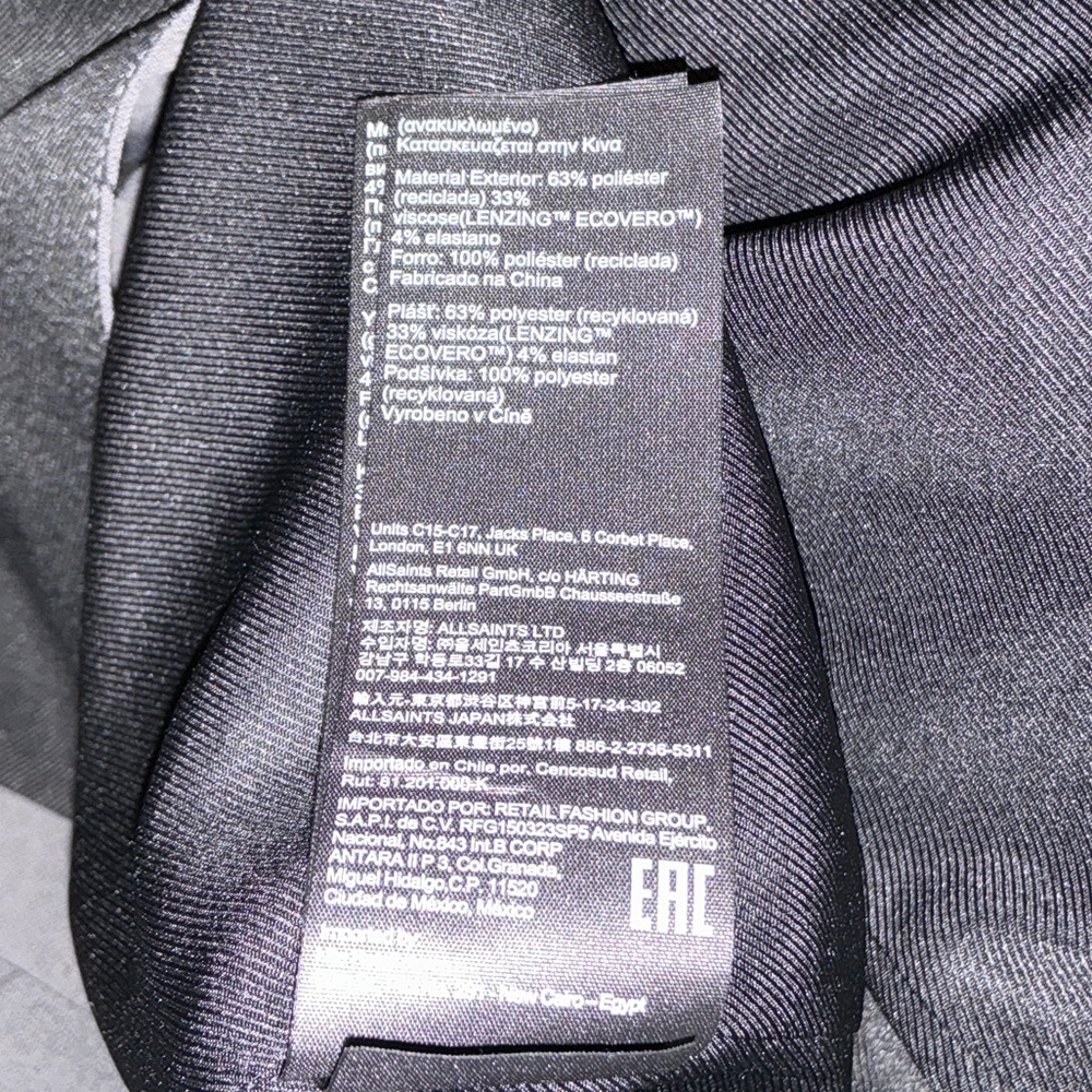 All Saints Aleida Smoke Grey Tri Blazer - Picture 7 of 7